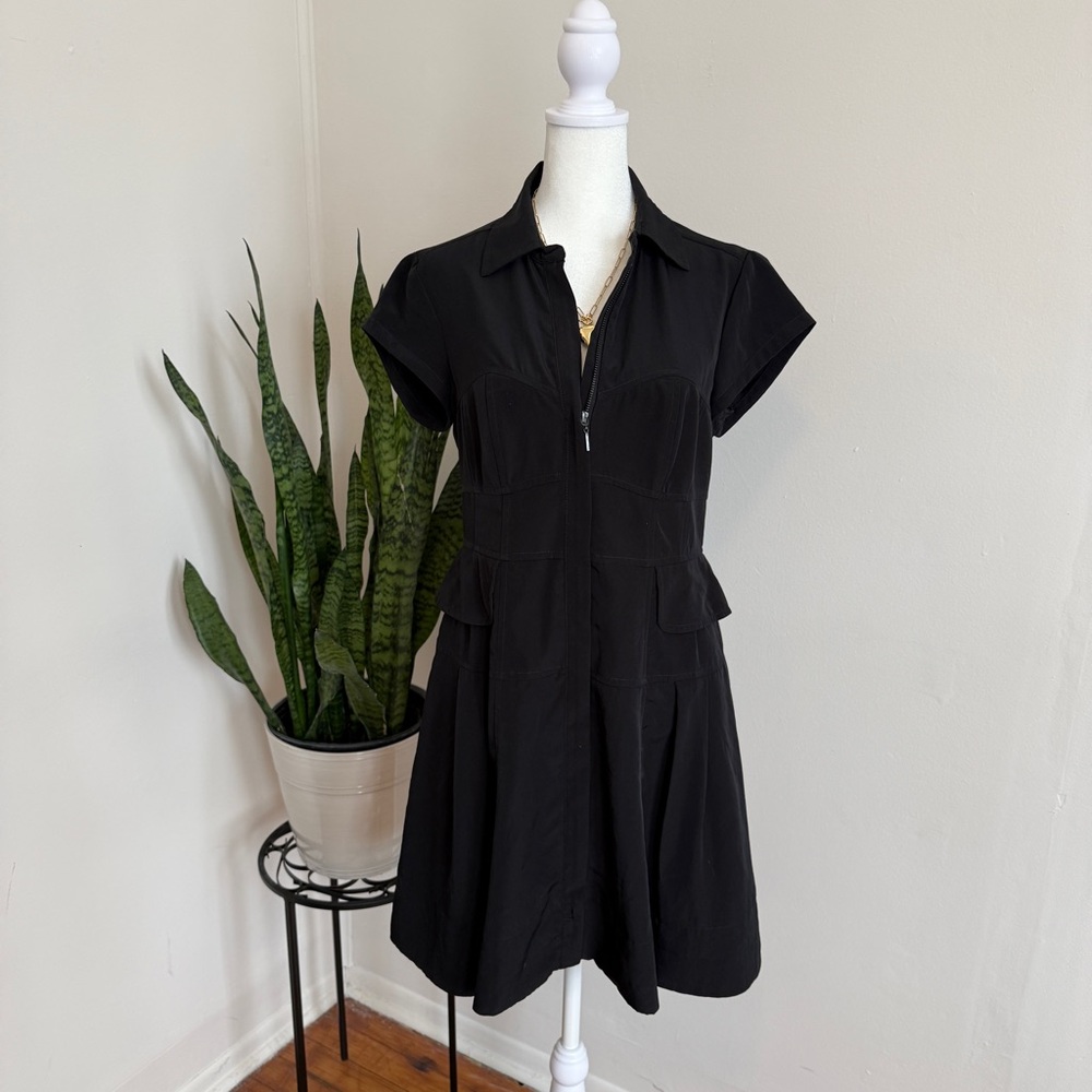 Black Vintage Y2K Zipper Front Dress